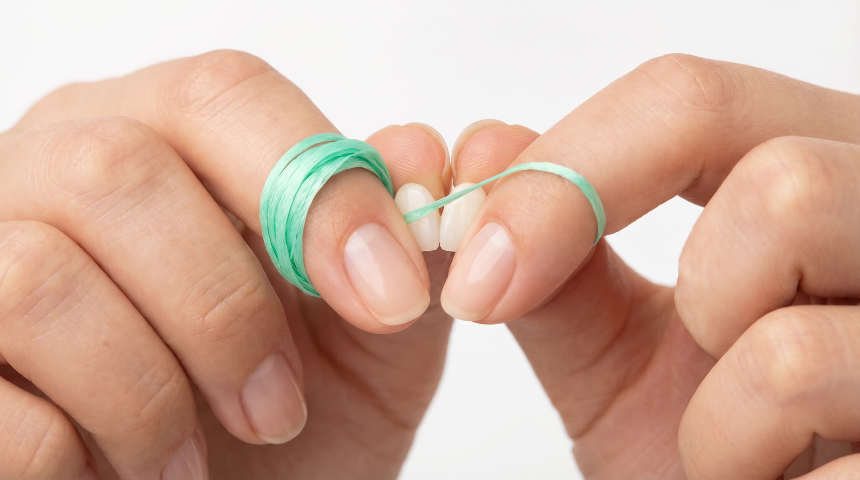Dental floss technique demonstration